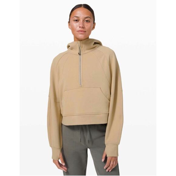 Lululemon Scuba Oversized 1/2 Half Zip Hoodie hooded sweatshirt Trench Tan - Picture 1 of 10